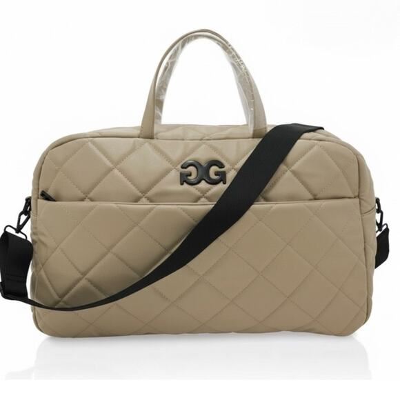 Gilda Paris Weekender Bag Taupe Quilted Travel Tote New With Tags - Picture 1 of 11